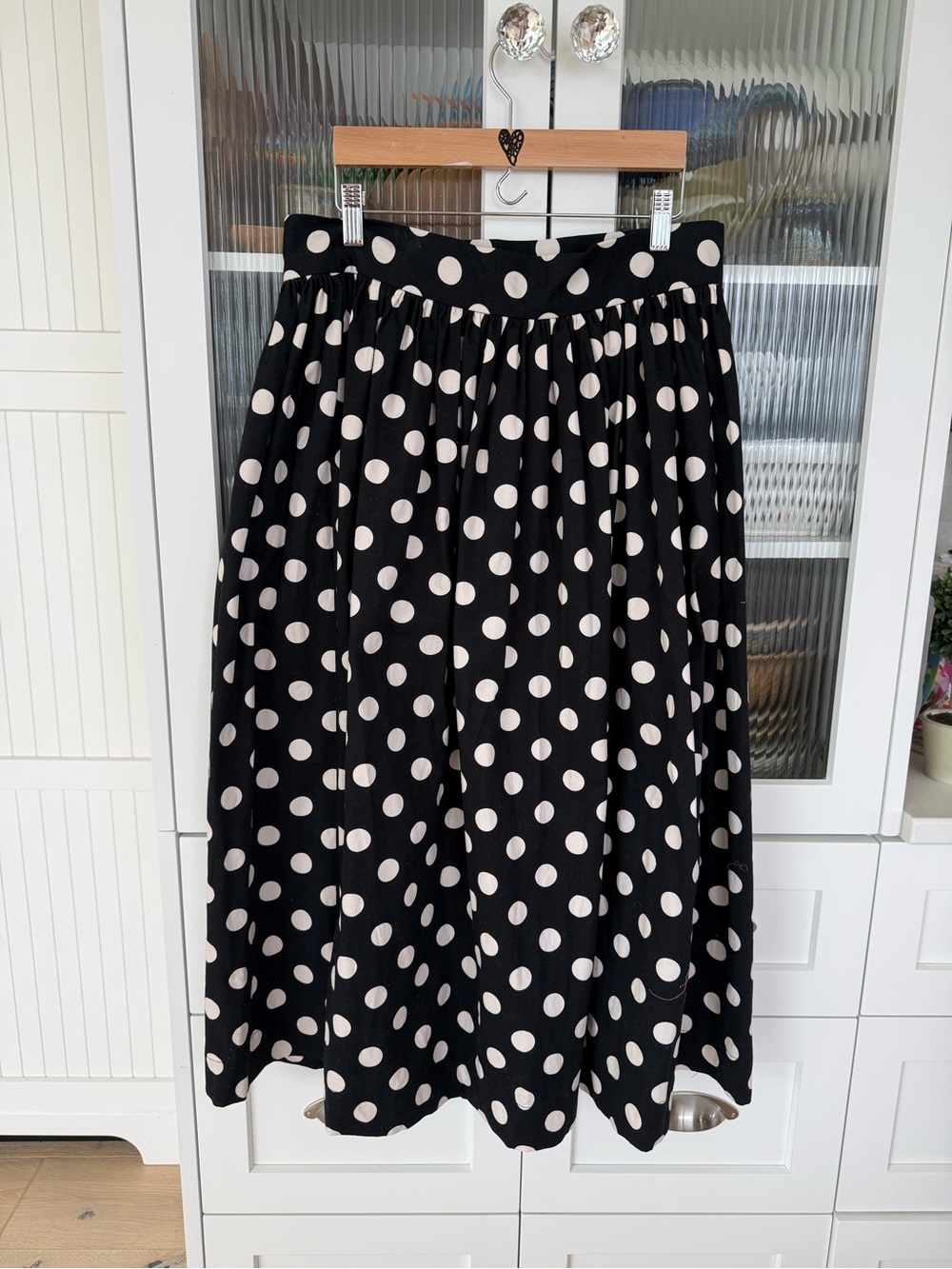 NWT H&M Black & White Polka Dot Midi Skirt